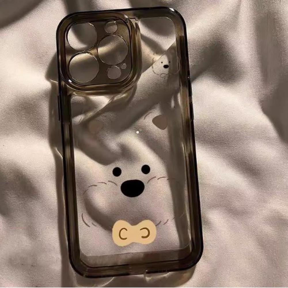 Cute Bear Design Phone Case - Black